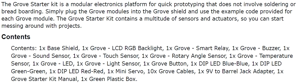 קיט ארדואינו מתקדם GROVE ARDUINO STARTER KIT 110060024 TEXT